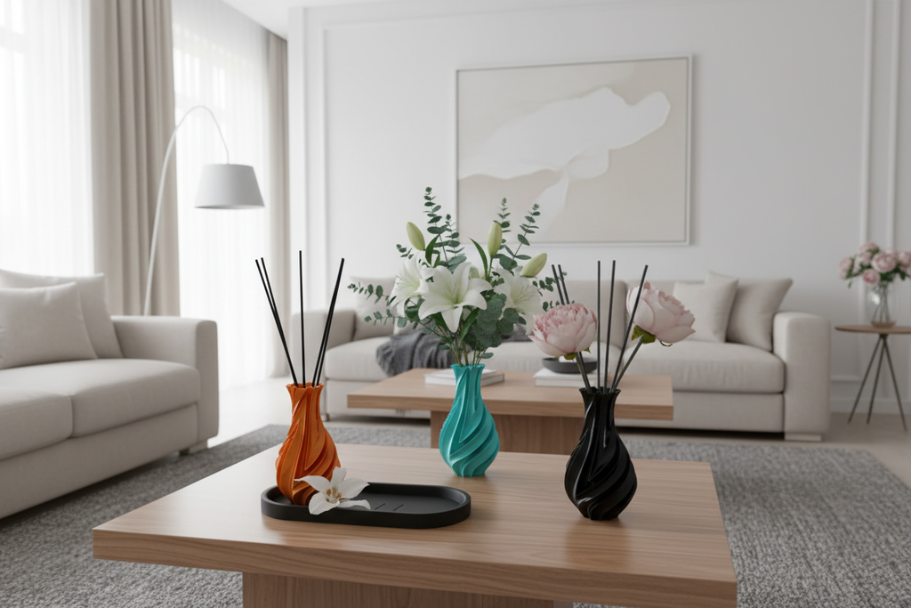 Vaso Difusor de Aromas 3D - Design Espiral Azul