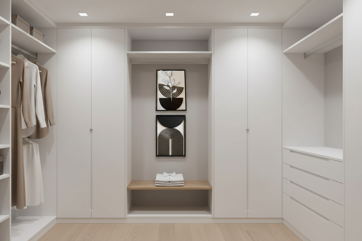 Duas molduras 20x25cm empilhadas em closet