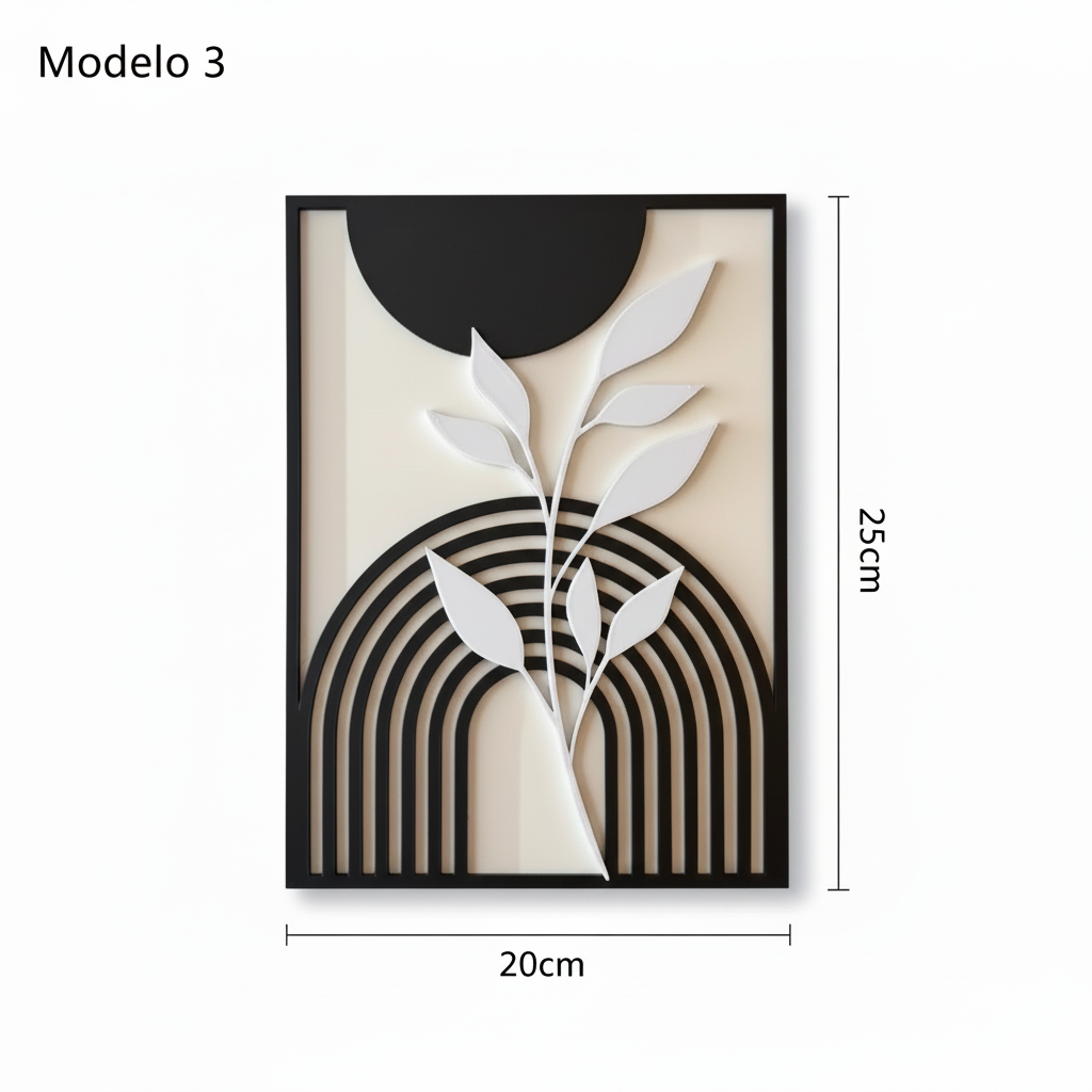 Modelo 3 - Arte de parede geométrica 20x25cm