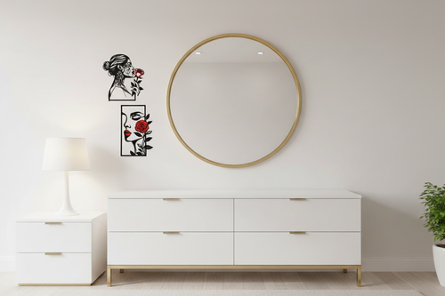 Duas molduras descentradas em penteadeira elegante