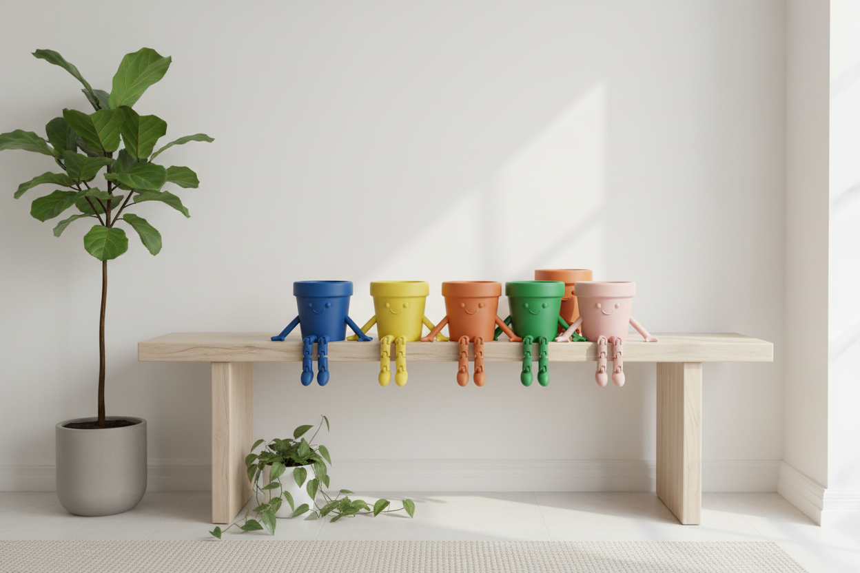 Vaso Decorativo Articulado com Braços e Pernas