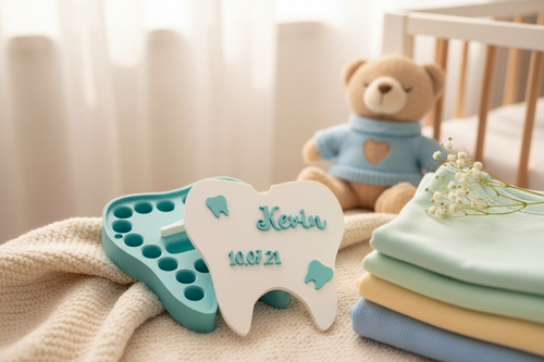 Caixa de recordações em ambiente de quarto de bebé