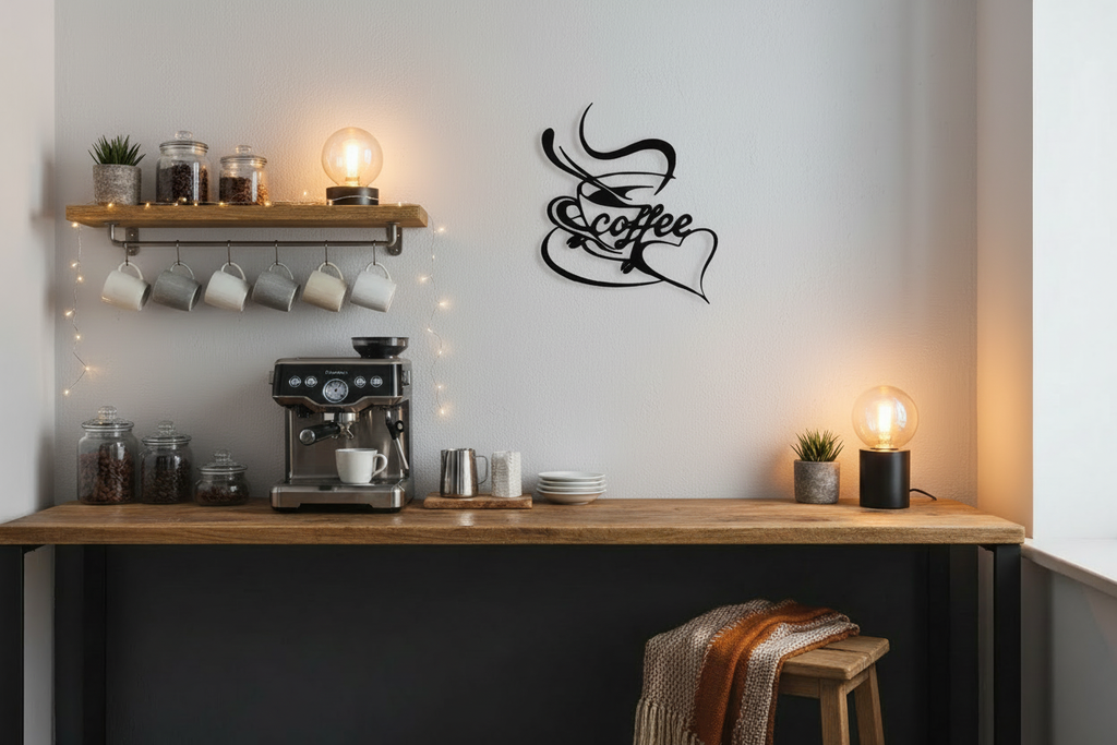 Arte Coffee em cantinho de café