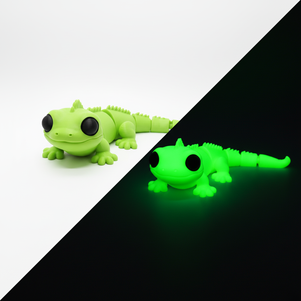 Lagarto 3D - Dia e Noite com efeito brilha no escuro