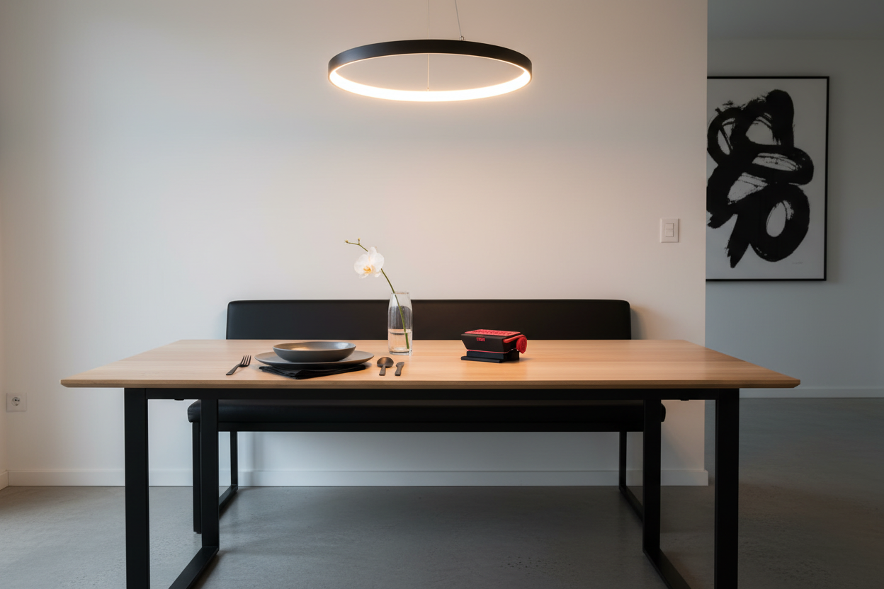 Porta-palitos aberto em área de jantar