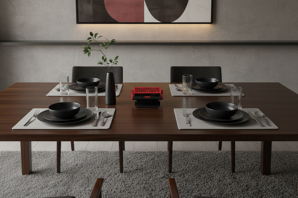 Porta-palitos em mesa de jantar elegante