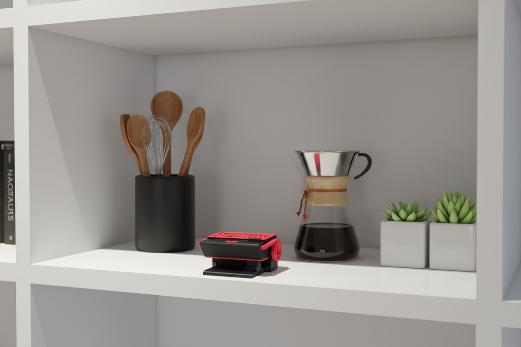 Porta-palitos em prateleira de cozinha moderna